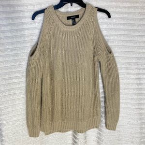 Forever 21 Cable Knit Sweater with Shoulder Cut-Outs